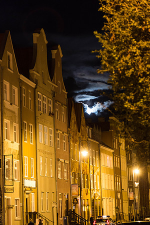 moon rising over Gdansk