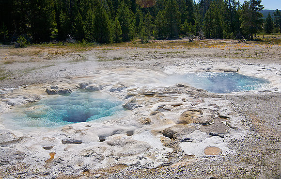 dual hot springs at Yellowstone