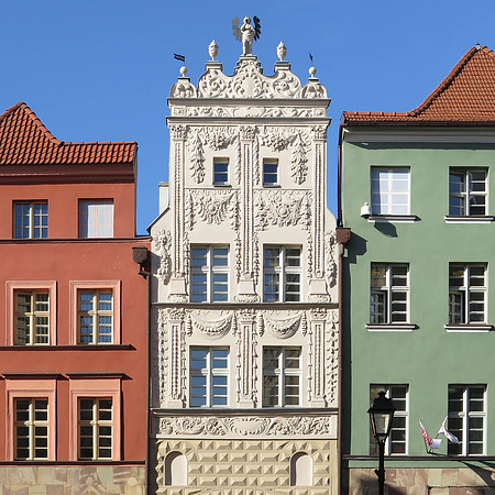 pretty building facades in Toruń