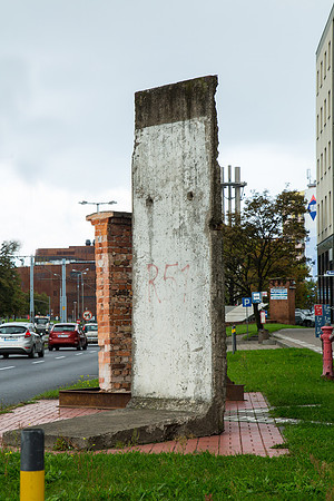 a chunk of the Berlin wall, a gift of the people of Germany to the people of Poland