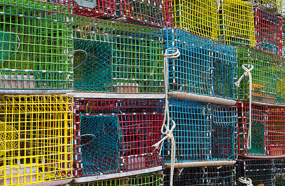 colorful lobster pots