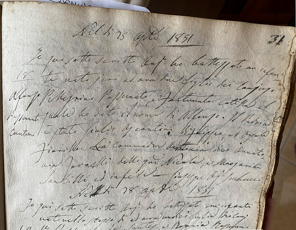 baptism of my great great grandfather Alfonso Possemato 25 April 1851