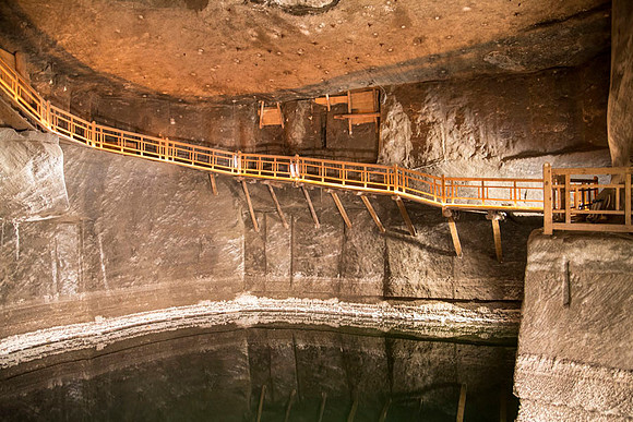 salt lake, deep under ground in the mine