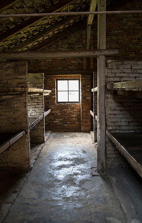 inside prisoner barracks at Birkenau