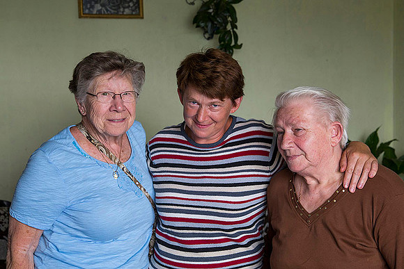Mom, cousin Jadwiga and her daughter Dorota  Łomża, Poland 2013