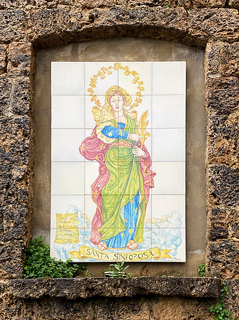 artist's rendition of Saint Sinfarosa, patron saint of the town