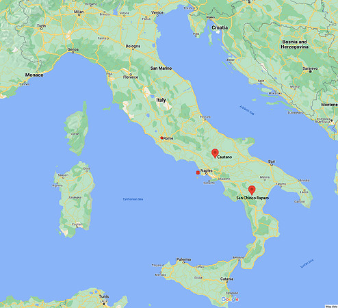 After landing in Rome we took the train to Naples for 3 days, then rented a car and drove south...