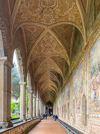 this arched colonnade surrounds the gardens of the cloisters