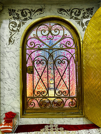 the reliquary where they keep a small vial said to contain the blood of Saint Sinfarosa, a martyr