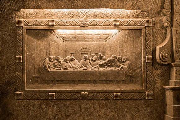 The Last Supper, bas-relief carved in the salt walls of the chapel