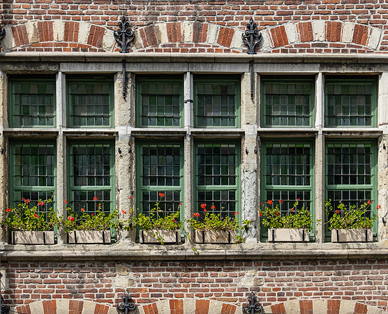 Architectural details of windows in Ghent DSCF7234