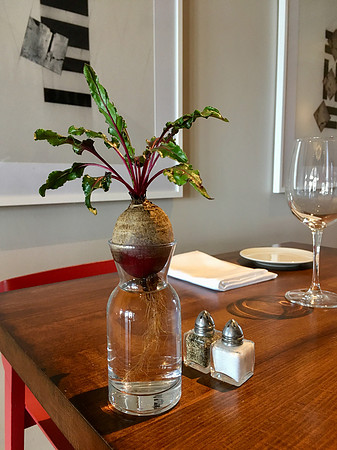 Can't "beet" this! Edible "flowers" on a restaurant table