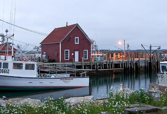 Yarmouth lobster docks at night