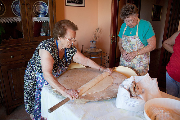gather the dough onto the rolling pin
